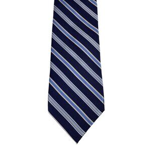 Chaps Blue & Gray Stripes 100% Silk Mens Tie Necktie